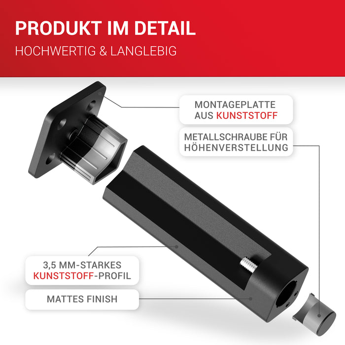 LouMaxx Möbelfüße verstellbar – 4er Set 38x38x150mm in Schwarz inkl. Befestigungsplatte – Füsse für Schränke passend als Kallax Füße – Hochwertige Schrank Füße für individuelle DIY-Möbel