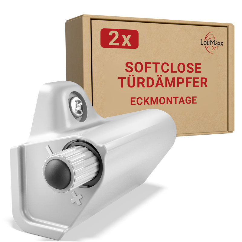 LouMaxx Softclose Türdämpfer 2er Set Möbeltürdämpfer grau – Schranktür Dämpfer – Soft close Türdämpfer Schrank zum Softclose nachrüsten von Schranktüren