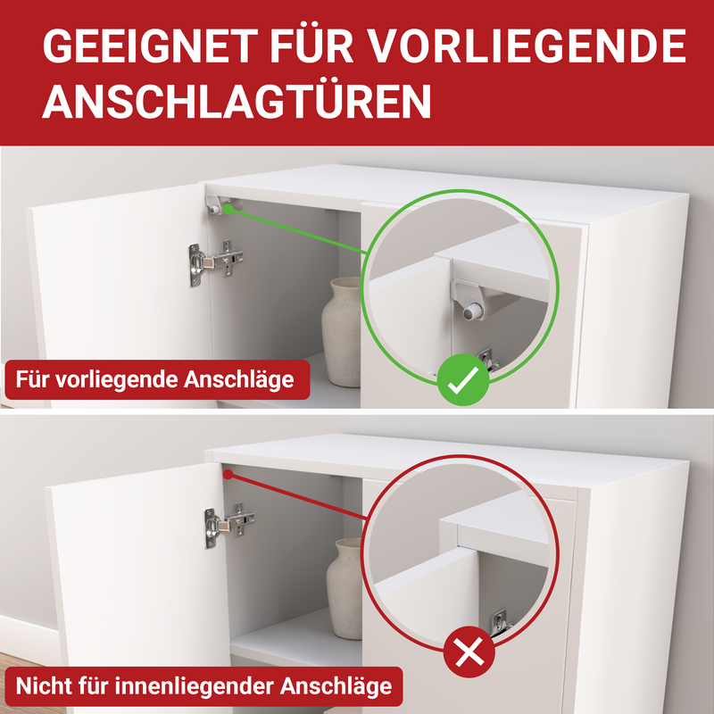 LouMaxx Softclose Türdämpfer 4er Set Möbeltürdämpfer grau – Schranktür Dämpfer – Soft close Türdämpfer Schrank zum Softclose nachrüsten von Schranktüren
