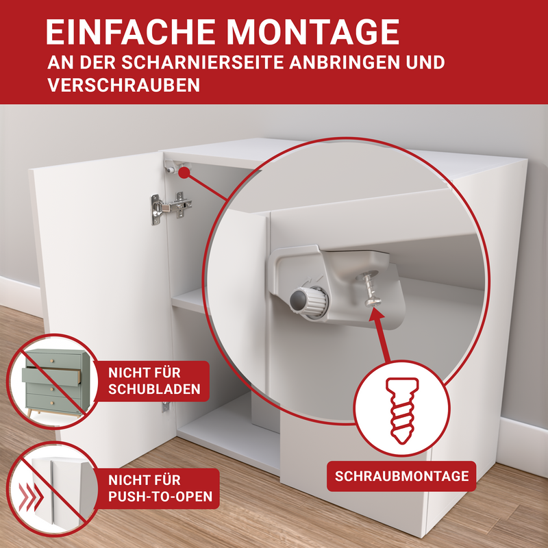 LouMaxx Softclose Türdämpfer 4er Set Möbeltürdämpfer grau – Schranktür Dämpfer – Soft close Türdämpfer Schrank zum Softclose nachrüsten von Schranktüren