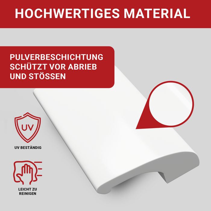 LouMaxx Balkontürgriff außen– Robuster Terrassentür Griff aus Aluminium - Wetterfester langlebiger Türgriff Pulverbeschichtet in Weiß inkl. Bohrschablone & Montagematerial