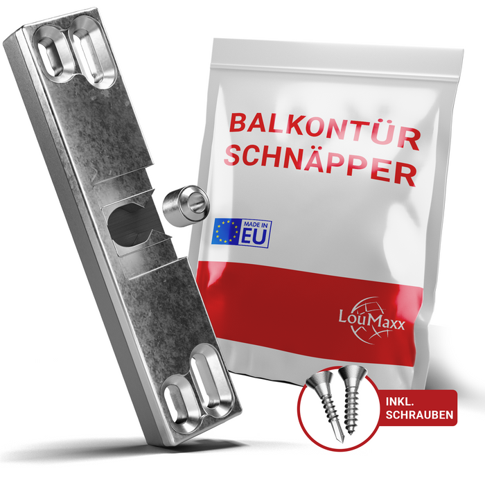 LouMaxx Balkontür Schnäpper - Unsichtbarer Türschnapper - Universell einsetzbar als Terrassentür Schnäpper und Türschnapper Balkontür - Schnapper inkl. Schrauben