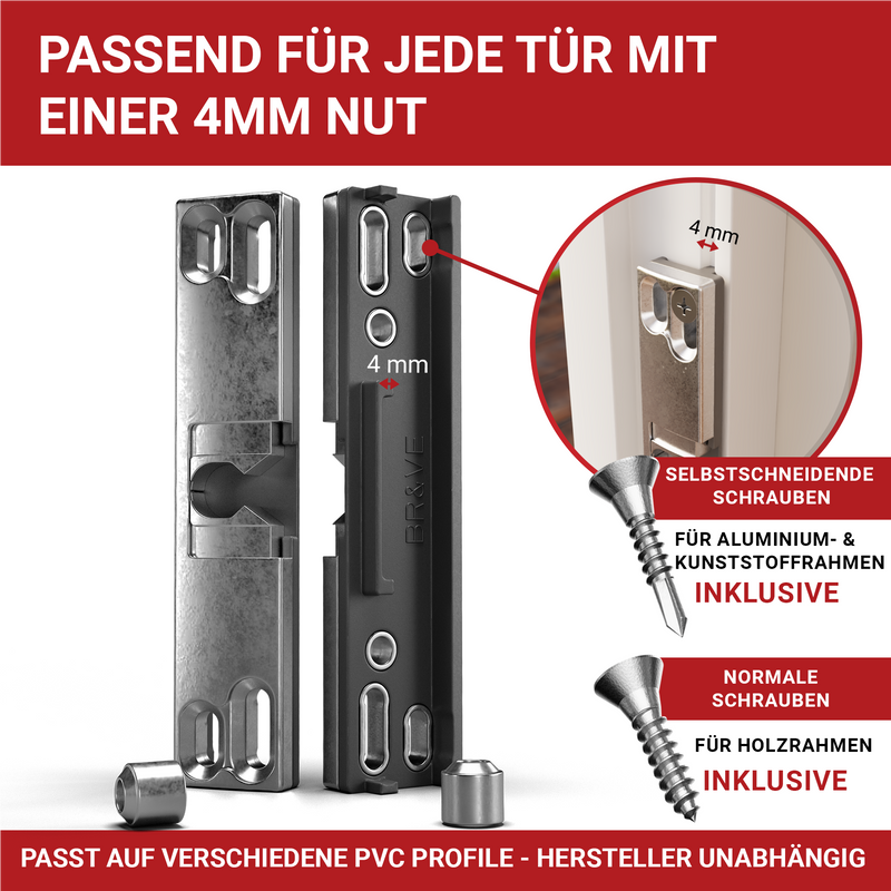 Balkontür-Schnäpper unsichtbar – mit Feder, inkl. Schrauben