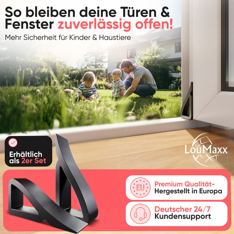 LouMaxx Fensterstopper – 2er Set Türkeile aus Gummi für Fenster und Türen – flexibel, rutschfest und vielseitig einsetzbar