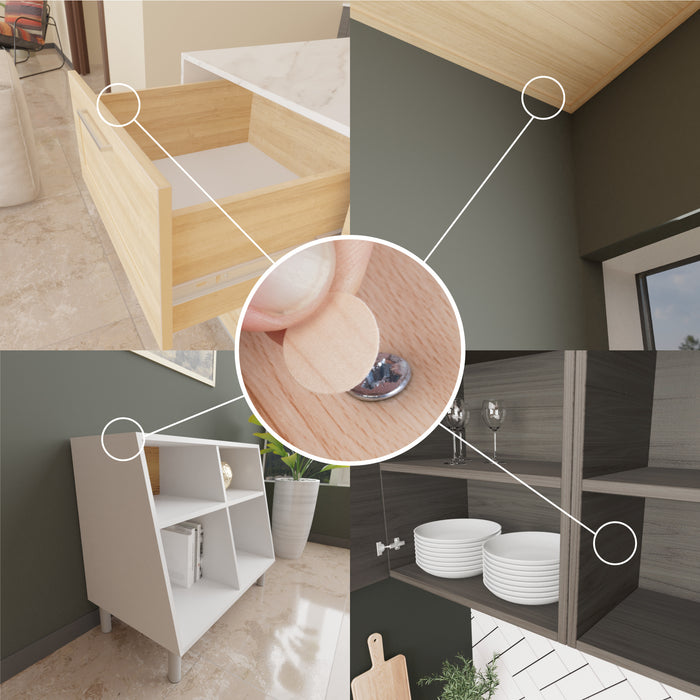 LouMaxx Abdeckkappen für Schrauben rund, Ahorn Ø 14 mm – 50er Set - Selbstklebende Abdeckkappen für Bohrlöcher und kleine Beschädigungen – Universelle Schraubenabdeckung Made in EU