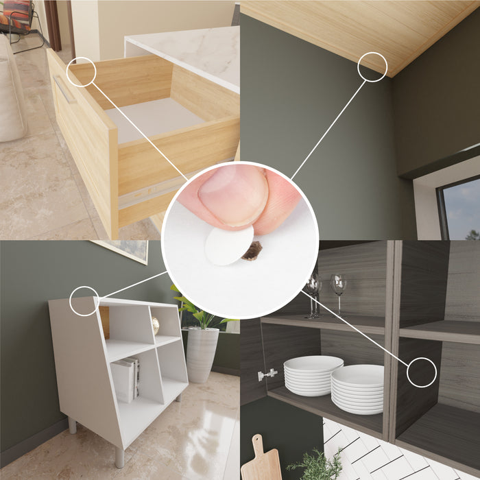 LouMaxx Abdeckkappen für Schrauben rund, Weiß Ø 14 mm – 50er Set selbstklebende Abdeckkappen für Bohrlöcher und kleine Beschädigungen – Universelle Schraubenabdeckung weiss made in EU