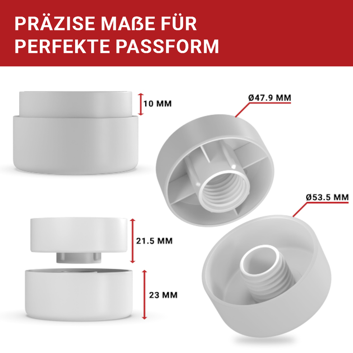 LouMaxx Möbelgleiter höhenverstellbar 4er Set - Wackelnde Möbel stabilisieren - Ø 5,5cm, bis 80kg belastbar | Made in EU, zum Kleben oder Schrauben, weiß