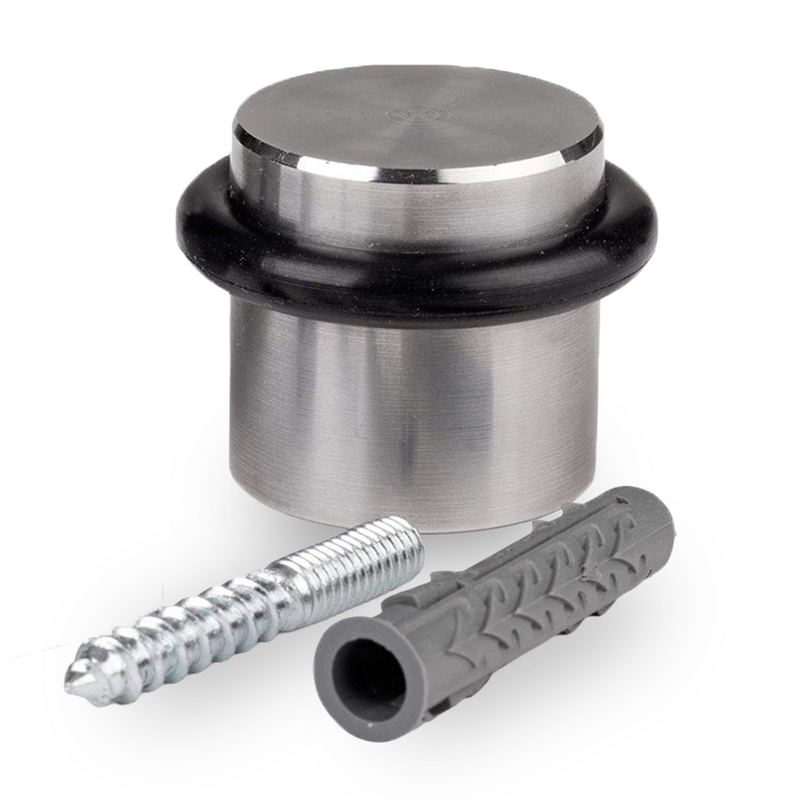 LouMaxx Türstopper Boden Edelstahl zum Schrauben - Schützt Wände dauerhaft vor Beschädigungen - Rostfrei mit TPE-Dämpfung, Ø 38mm - Witterungsbeständig