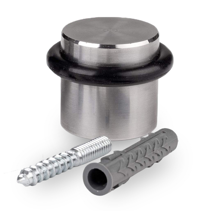 LouMaxx Türstopper Boden Edelstahl zum Schrauben - Schützt Wände dauerhaft vor Beschädigungen - Rostfrei mit TPE-Dämpfung, Ø 38mm - Witterungsbeständig