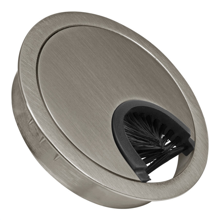 LouMaxx Kabeldurchführung 58 mm Ø –  2er Set Metall matt Nickel Kabeldurchführung Schreibtisch mit Bürstendichtung