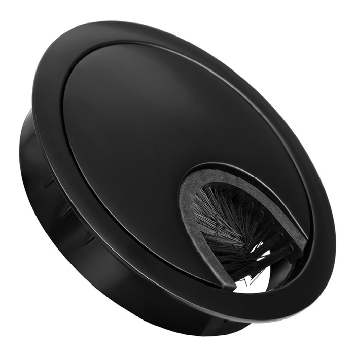 LouMaxx Kabeldurchführung 58mm Ø - 2er Set Kabeldurchführung Metall Schwarz - Kabeldurchführung Schreibtisch mit Staubdichtung