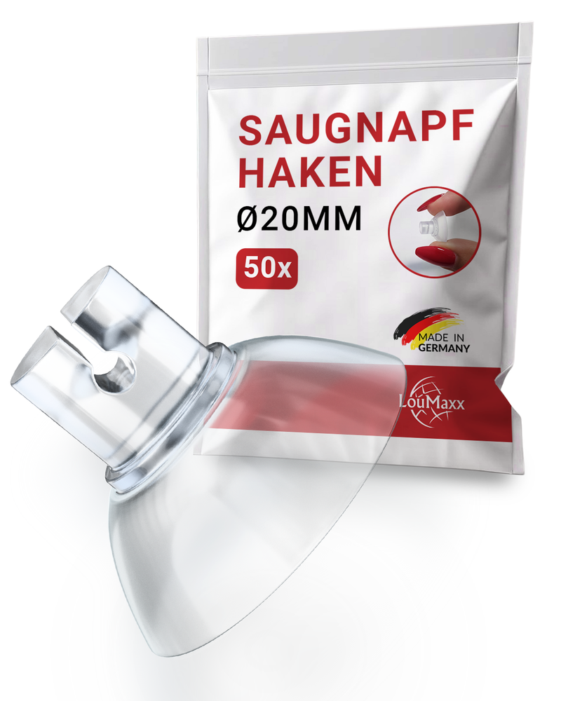 LouMaxx Saugnapf mit Kabelschlitz 50er Set - Saugnäpfe für Fenster Lichterkette transparent Ø 20mm Made in Germany - Wiederverwendbar und rückstandslos entfernbar