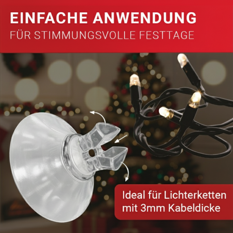 LouMaxx Saugnapf mit Kabelschlitz 50er Set - Saugnäpfe für Fenster Lichterkette transparent Ø 20mm Made in Germany - Wiederverwendbar und rückstandslos entfernbar