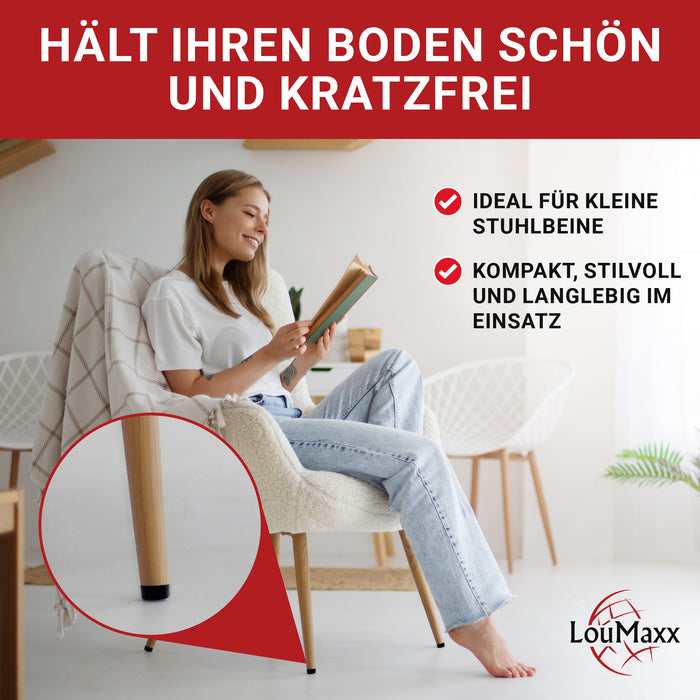 LouMaxx Mini-Möbelfüße 8 Stück Ø 20mm H 10mm - Möbelbeine Kunststoff für Kommoden Schränke Regale - Bodenabstandshalter mit 8 Schrauben Made in EU