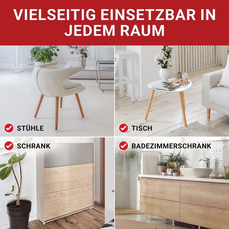 LouMaxx Mini-Möbelfüße 8 Stück Ø 20mm H 10mm - Möbelbeine Kunststoff für Kommoden Schränke Regale - Bodenabstandshalter mit 8 Schrauben Made in EU