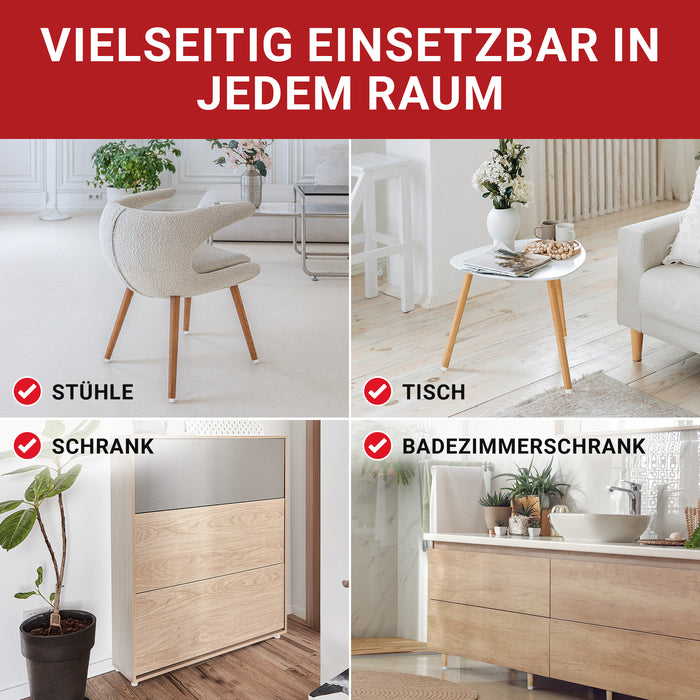 LouMaxx Mini-Möbelfüße 8 Stück Ø 20mm H 10mm - Möbelbeine Kunststoff für Kommoden Schränke Regale - Bodenabstandshalter mit 8 Schrauben Made in EU