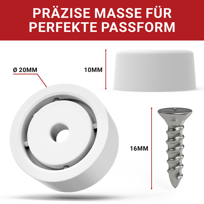 LouMaxx Mini-Möbelfüße 8 Stück Ø 20mm H 10mm - Möbelbeine Kunststoff für Kommoden Schränke Regale - Bodenabstandshalter mit 8 Schrauben Made in EU