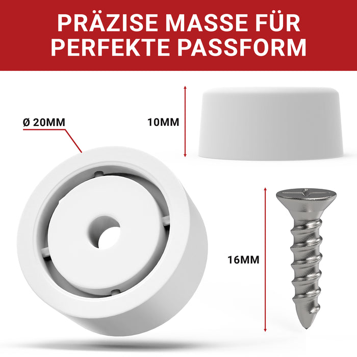 LouMaxx Mini-Möbelfüße 8 Stück Ø 20mm H 10mm - Möbelbeine Kunststoff für Kommoden Schränke Regale - Bodenabstandshalter mit 8 Schrauben Made in EU