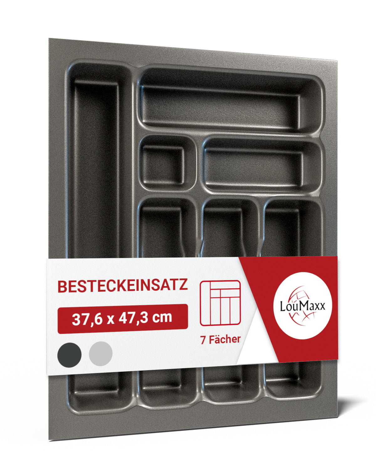 Besteckeinsatz 45 cm basaltgrau, 7 Fächer