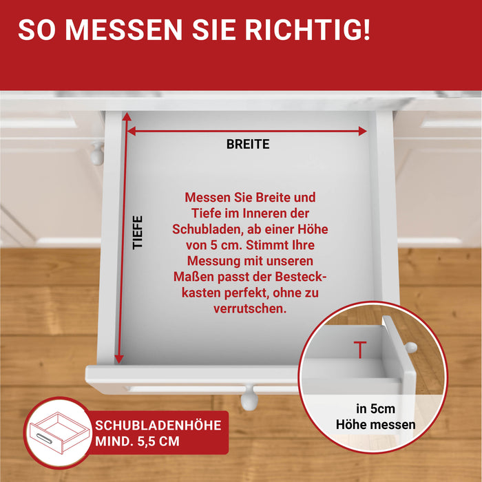 LouMaxx Besteckeinsatz für 50cm breite Schubladen - Besteckkasten 50x50 Made in Germany, basaltgrau mit 7 Fächern und stabilen Ecken - bruchfest & langlebig