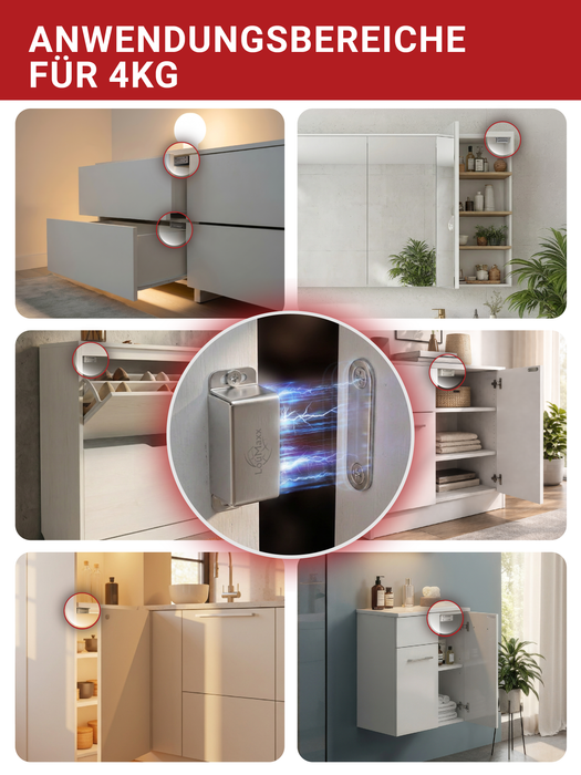 LouMaxx Magnetschnäpper stark - Haltekraft 4kg - 10er Set aus Edelstahl – Türmagnet - Schrankmagnet – Möbelmagnete