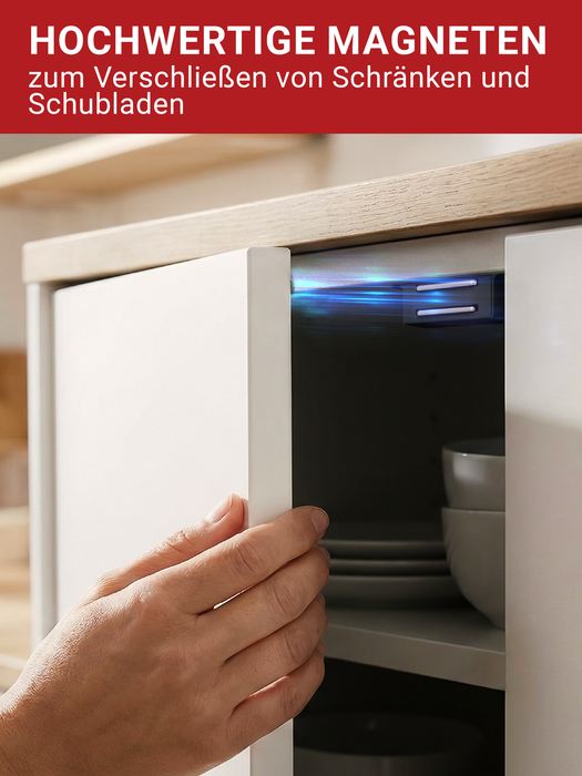 LouMaxx Magnetschnäpper stark - Haltekraft 4kg - 4er Set in Schwarz matt – Türmagnet -Schrankmagnet – Möbelmagnete – Tuer Magnetverschluss Edelstahl– Magnethalter Schranktür für sicheren Halt