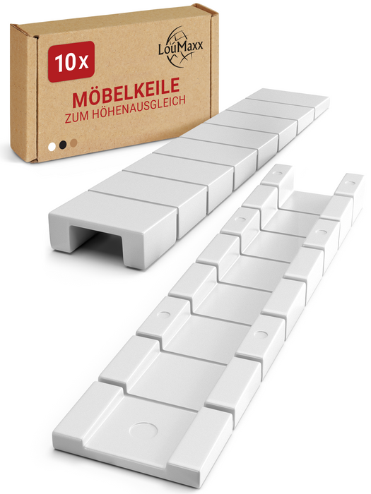 LouMaxx Möbelkeile| Unterlegkeile 8 x 20 x 100 mm in Weiß