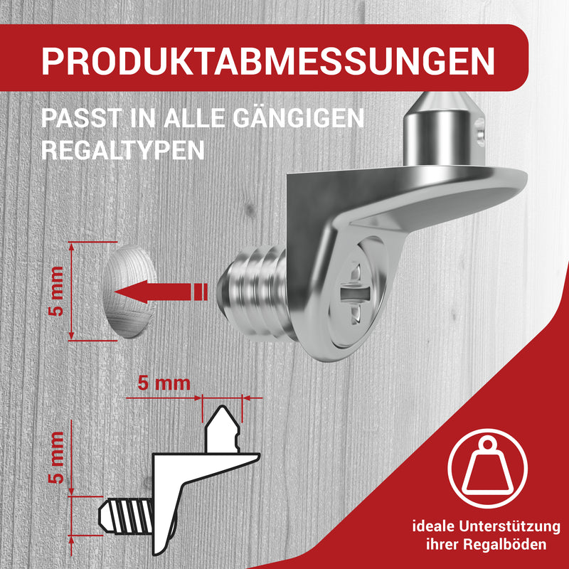 Winkelbodenträger mit Zapfen und Schraube Ø 5mm, 40 pcs