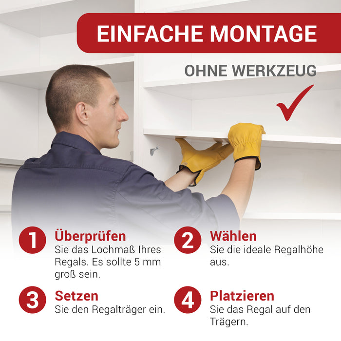 LouMaxx Winkelbodenträger mit Doppelzapfen | 50er Set Regalbodenträger | Sicherheits Bodenträger 5mm | Einlegeboden Halter aus Zamak vernickelt…