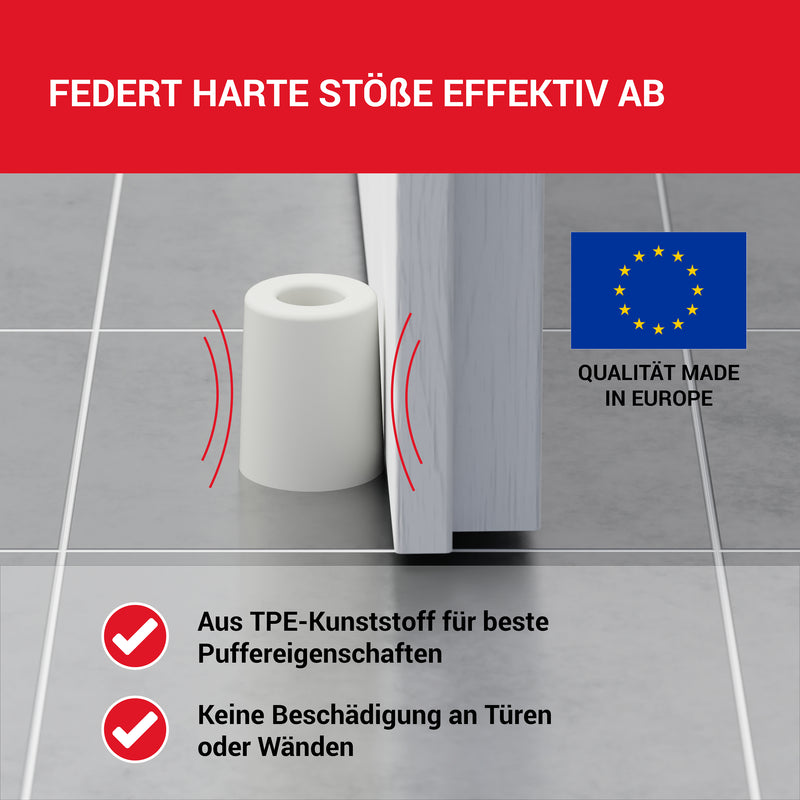 LouMaxx Türstopper Boden Schrauben aus Gummi - Bodentürstopper Ø 40 mm x 50 mm - Türstopper zum Schrauben – Türstopper Gummi - Zuverlässiger Schutz gegen anschlagende Türen - 3er Set in Weiß…