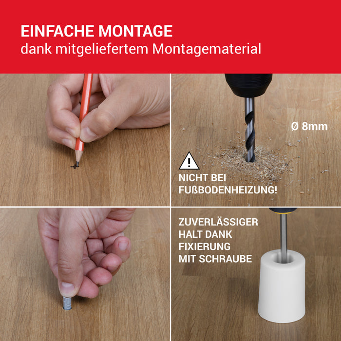 LouMaxx Türstopper Boden Schrauben aus Gummi - Bodentürstopper Ø 40 mm x 50 mm - Türstopper zum Schrauben – Türstopper Gummi - Zuverlässiger Schutz gegen anschlagende Türen - 3er Set in Weiß…