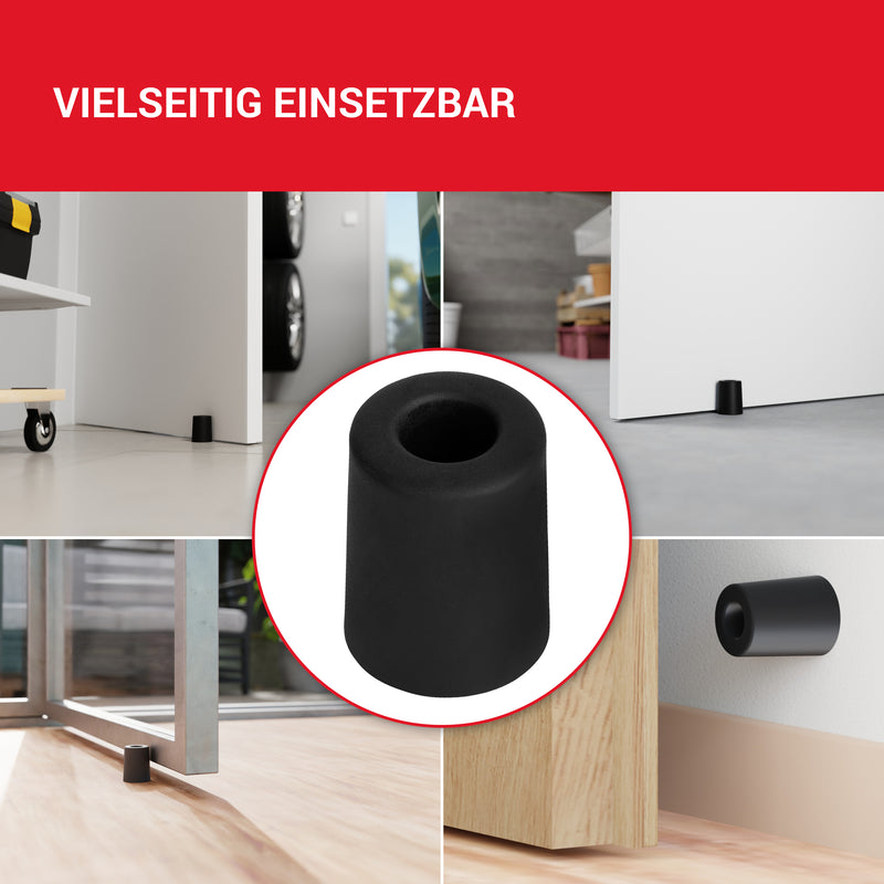 LouMaxx Türstopper Boden Schrauben aus Gummi - Bodentürstopper Ø 40 mm x 50 mm - Türstopper zum Schrauben – Türstopper Gummi - Zuverlässiger Schutz gegen anschlagende Türen - 3er Set in Schwarz