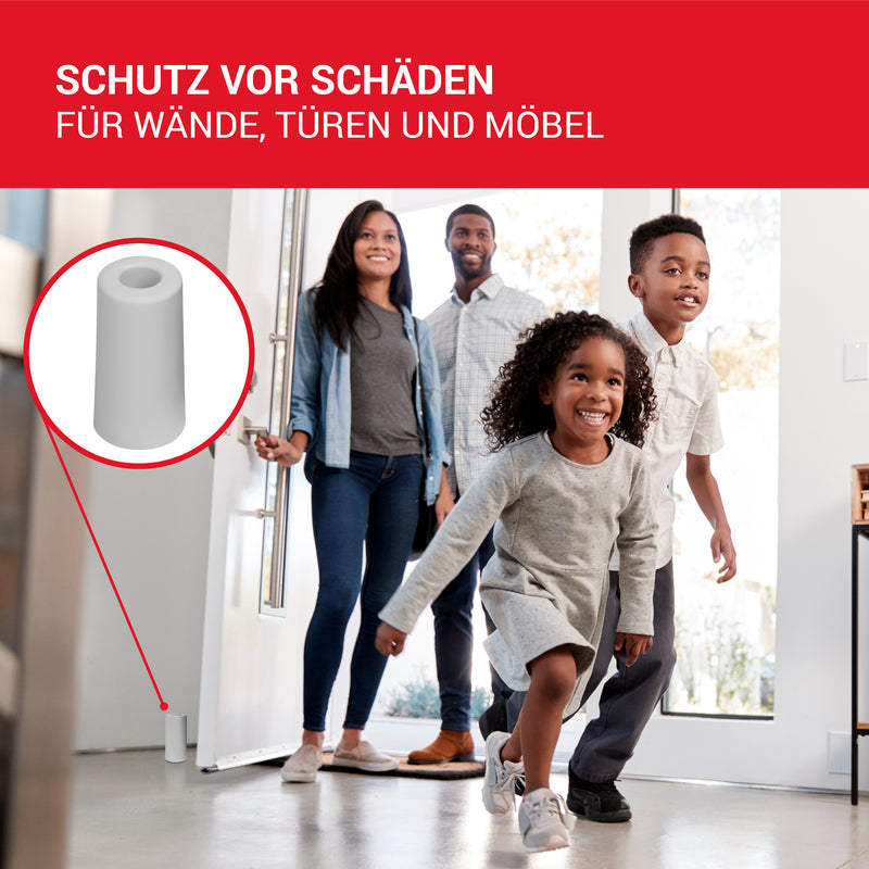 LouMaxx Türstopper Boden Schrauben aus Gummi - Bodentürstopper Ø 40 mm x 75 mm - Türstopper zum Schrauben – Türstopper Gummi - Zuverlässiger Schutz gegen anschlagende Türen - 3er Set in Weiß