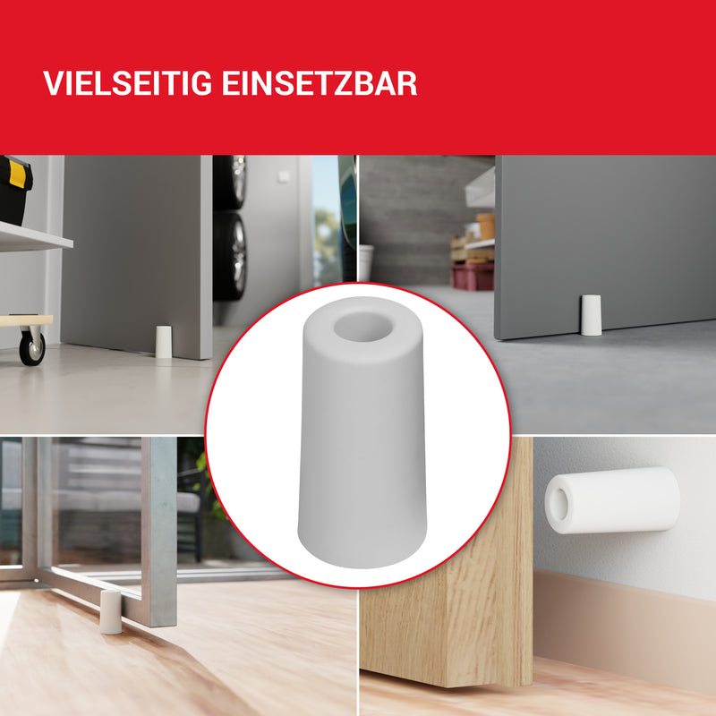 LouMaxx Türstopper Boden Schrauben aus Gummi - Bodentürstopper Ø 40 mm x 75 mm - Türstopper zum Schrauben – Türstopper Gummi - Zuverlässiger Schutz gegen anschlagende Türen - 3er Set in Weiß