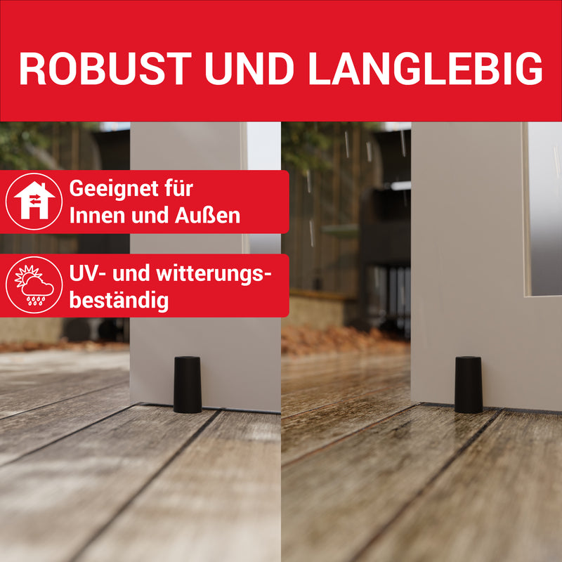 LouMaxx Türstopper Boden Schrauben aus Gummi - Bodentürstopper Ø 40 mm x 75 mm - Türstopper zum Schrauben – Türstopper Gummi - Zuverlässiger Schutz gegen anschlagende Türen - 3er Set in Schwarz