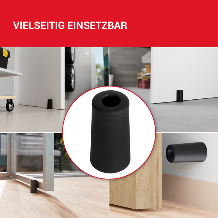 LouMaxx Türstopper Boden Schrauben aus Gummi - Bodentürstopper Ø 40 mm x 75 mm - Türstopper zum Schrauben – Türstopper Gummi - Zuverlässiger Schutz gegen anschlagende Türen - 3er Set in Schwarz