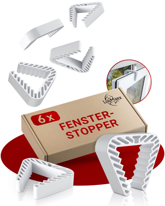 LouMaxx Fensterstopper 2er Set – Fensterstopper beim Lüften & Klemmschutz für Türen – Fensterfeststeller ohne Bohren – Fensterklammer in Weiß für zuverlässige Sicherheit