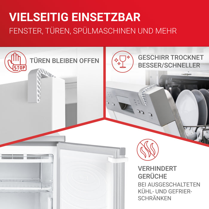 LouMaxx Fensterstopper 2er Set – Fensterstopper beim Lüften & Klemmschutz für Türen – Fensterfeststeller ohne Bohren – Fensterklammer in Weiß für zuverlässige Sicherheit