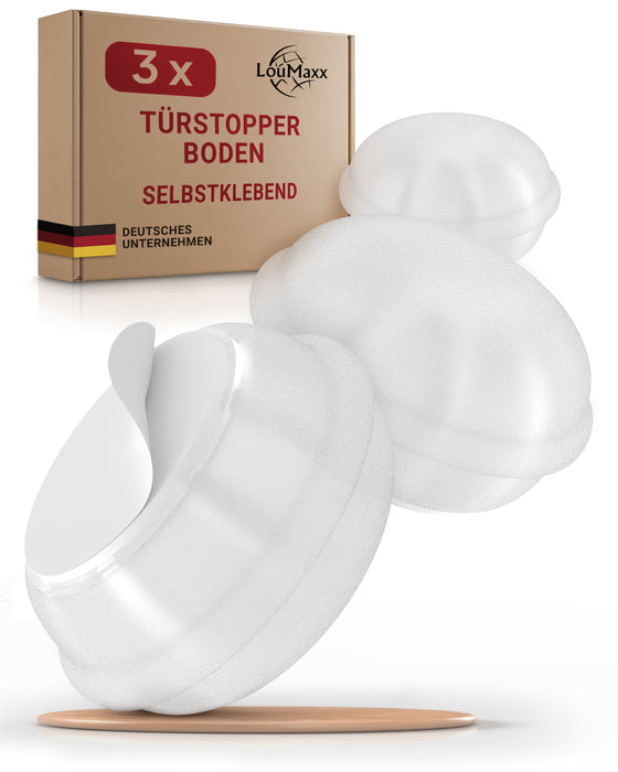 LouMaxx Türstopper Boden selbstklebend aus Gummi - 3er Set transparente Türstopper Gummi in Macarons-Form