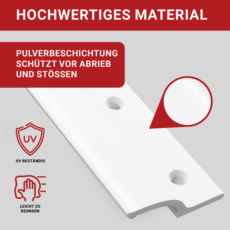 LouMaxx Balkontürgriff außen – Robuster Terrassentür Griff aus Aluminium - Wetterfester, langlebiger Türgriff Pulverbeschichtet in Weiß inkl. Montagematerial