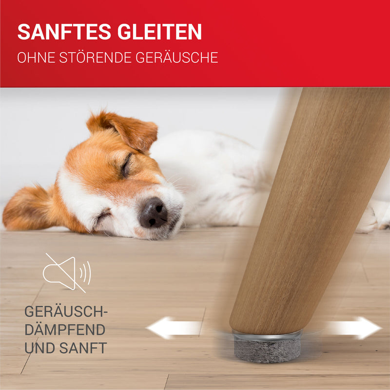 LouMaxx Stuhl Filzgleiter Schrauben – 20er Set (rund, Ø 24mm) grau – Stuhlgleiter mit 6 mm dickem Filz – stabile Metalleinfassung – Premium Schutz