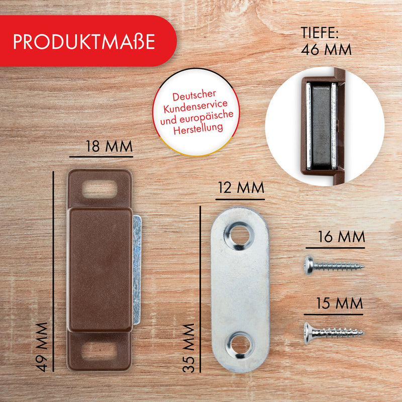 LouMaxx Magnetschnäpper stark - Haltekraft 4kg - 8er Set in braun – Türmagnet - Magnetverschluss - Tür Magnet - Magnetverschluss Schrank - Magnet Türschließer - Magnet Schranktür
