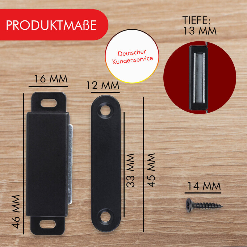 LouMaxx Magnetschnäpper stark - Haltekraft 4kg - 10er Set in Schwarz – Türmagnet -Schrankmagnet – Möbelmagnete – Tuer Magnetverschluss Edelstahl– Magnethalter Schranktür für sicheren Halt
