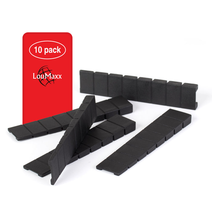 LouMaxx Möbelkeile 10er Set | Unterlegkeile 8 x 20 x 100 mm in Schwarz | Keile Kunststoff mit integrierten Sollbruchstellen… 10 Stück