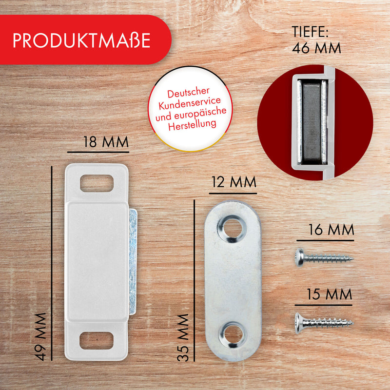 LouMaxx Magnetschnäpper stark - Haltekraft 4kg - 8er Set in weiß – Türmagnet - Magnetverschluss - Tür Magnet - Magnetverschluss Schrank - Magnet Türschließer - Magnet Schranktür