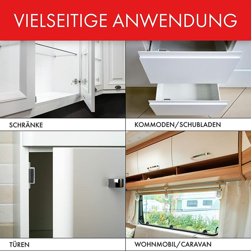 LouMaxx Magnetschnäpper stark - Haltekraft 4kg - 4er Set in weiß – Türmagnet - Magnetverschluss - Tür Magnet - Magnetverschluss Schrank