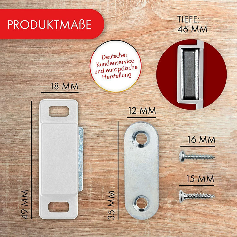 LouMaxx Magnetschnäpper stark - Haltekraft 4kg - 4er Set in weiß – Türmagnet - Magnetverschluss - Tür Magnet - Magnetverschluss Schrank
