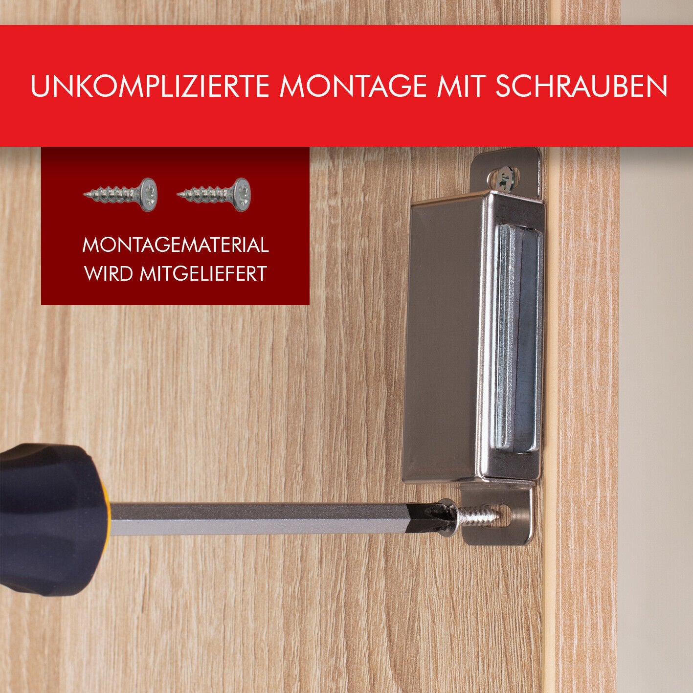 LouMaxx Magnetschnäpper stark - Haltekraft 15kg - 2er Set aus Edelstahl – Türmagnet - Schrankmagnet – Möbelmagnete – Tuer Magnetverschluss Edelstahl– Magnethalter Schranktür für sicheren Halt