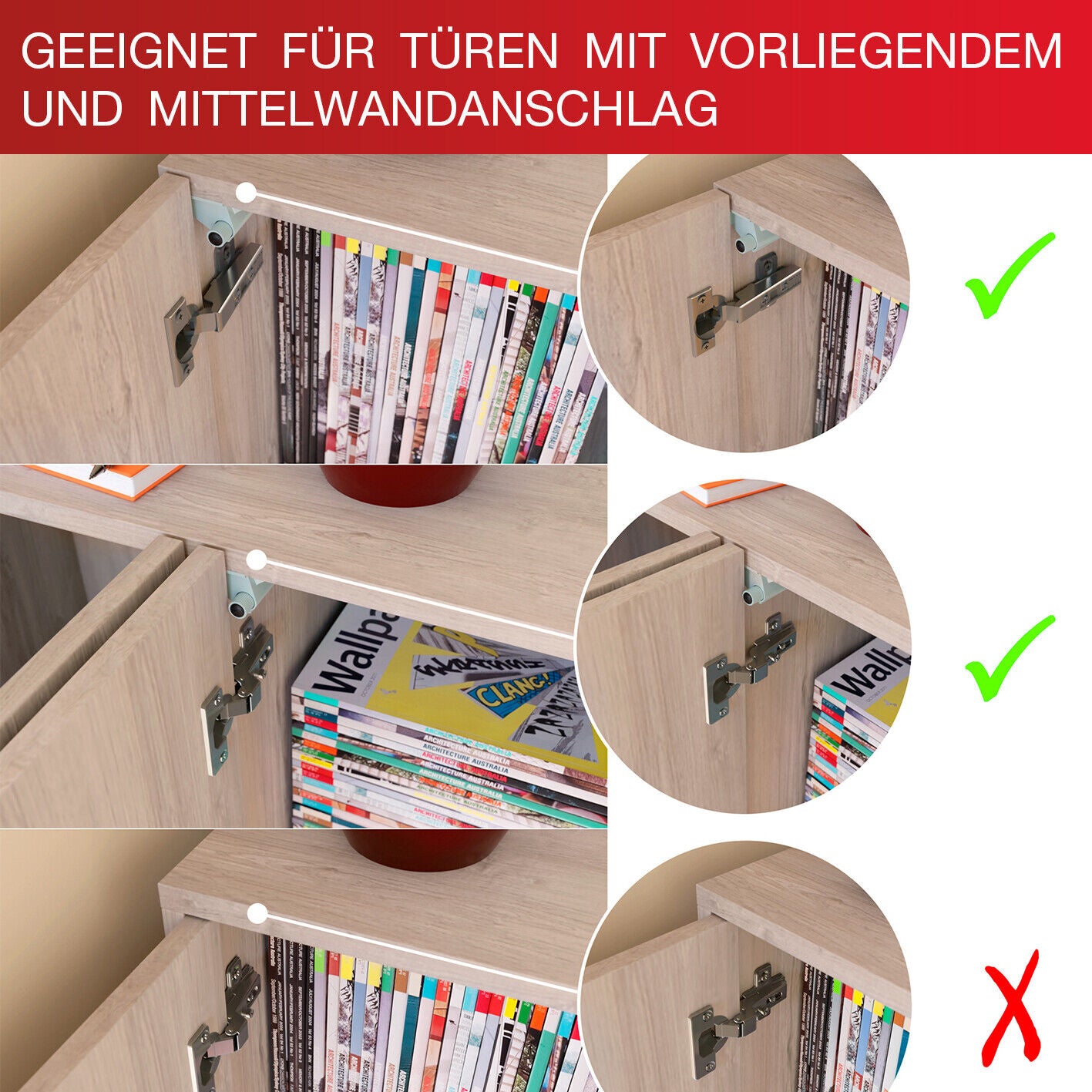 LouMaxx Softclose Türdämpfer 8er Set Möbeltürdämpfer grau – Schranktür Dämpfer – Soft close Türdämpfer Schrank zum Softclose nachrüsten von Schranktüren