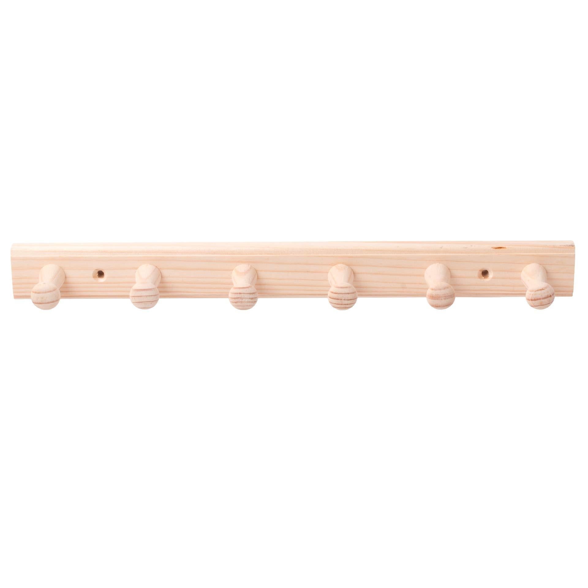 Hakenleiste Holzhaken – LouMaxx Wandgarderobe Ho mit 6 Holz aus Kiefer